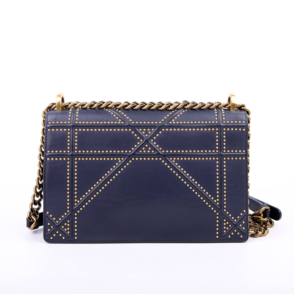 Dior Diorama Bag Medium Studded Calfskin Navy