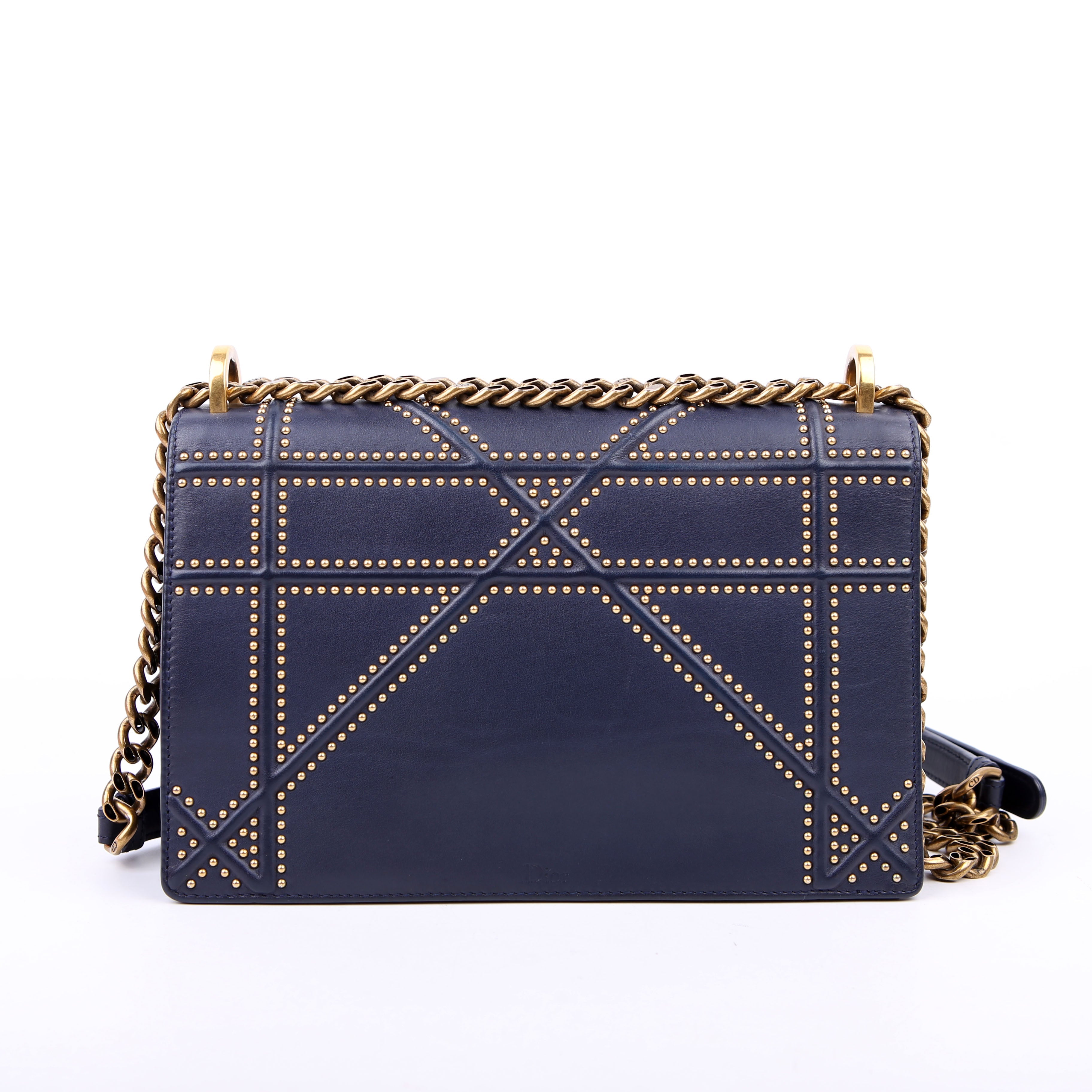 Dior Diorama Bag Medium Studded Calfskin Navy