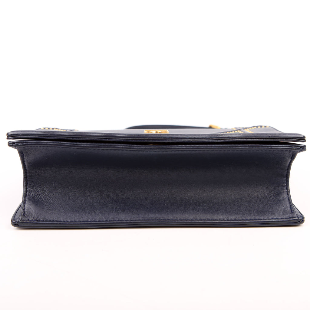 Dior Diorama Bag Medium Studded Calfskin Navy