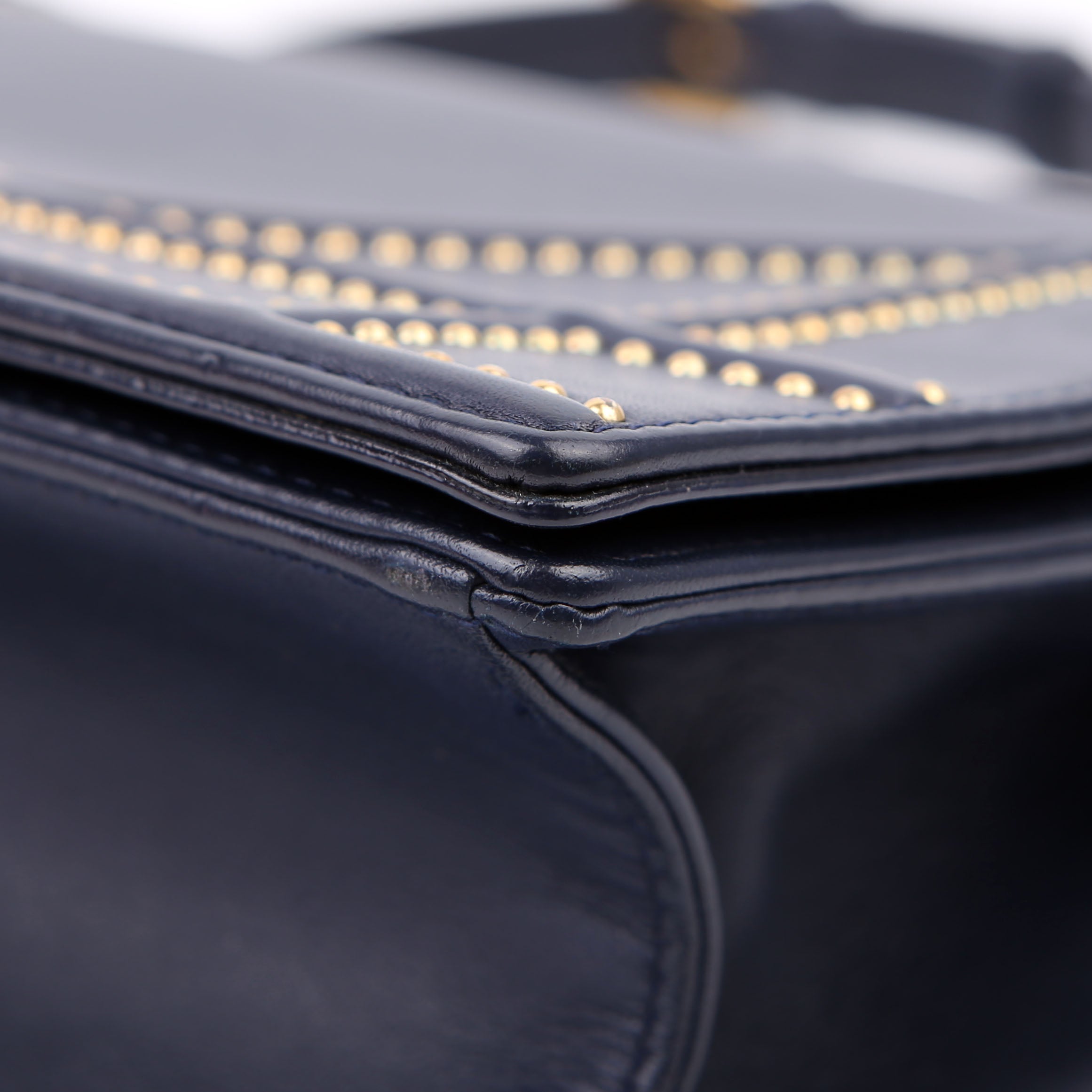 Dior Diorama Bag Medium Studded Calfskin Navy