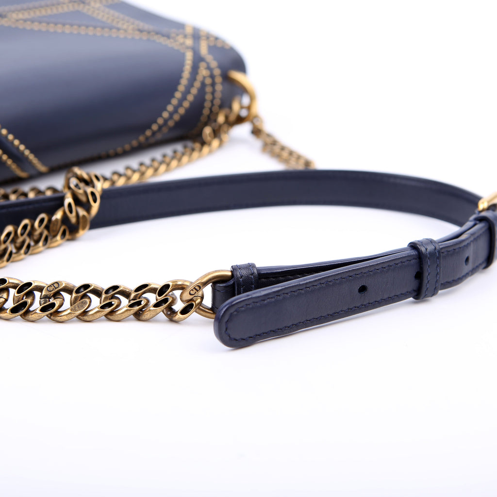 Dior Diorama Bag Medium Studded Calfskin Navy