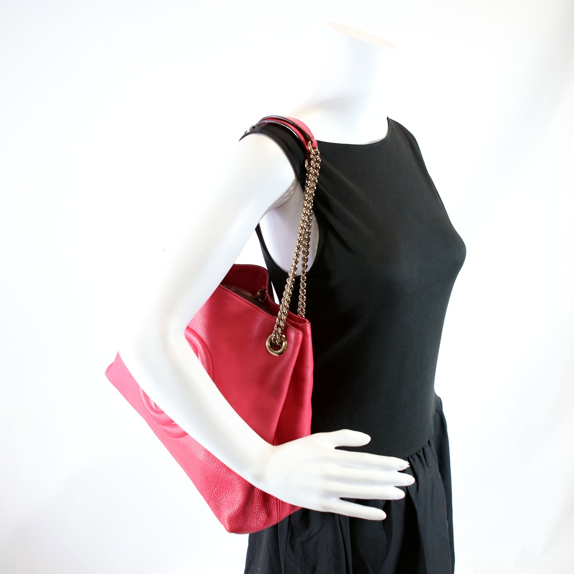 Gucci 308982 Soho Leather Shoulder Medium Pink