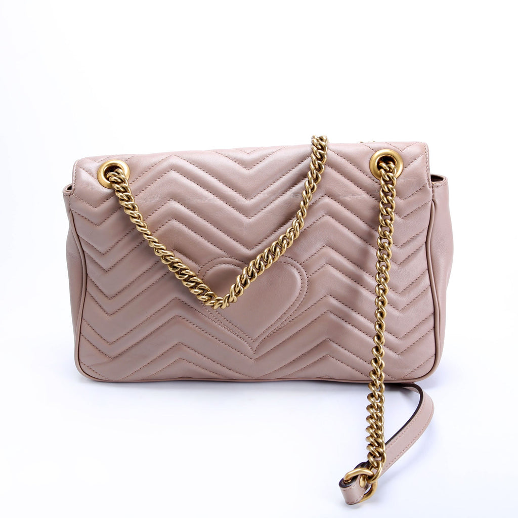 Gucci 443496 Marmont Leather Shoulder Medium Nude