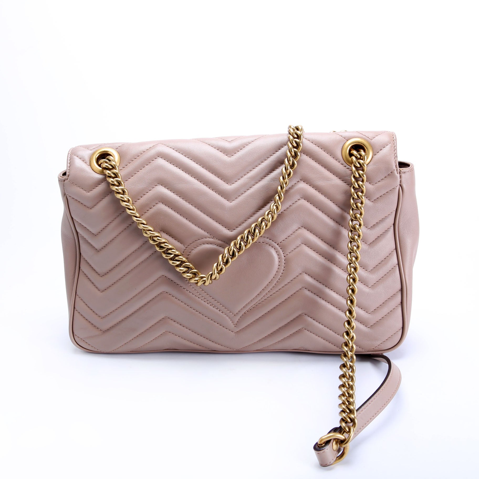 Gucci 443496 Marmont Leather Shoulder Medium Nude