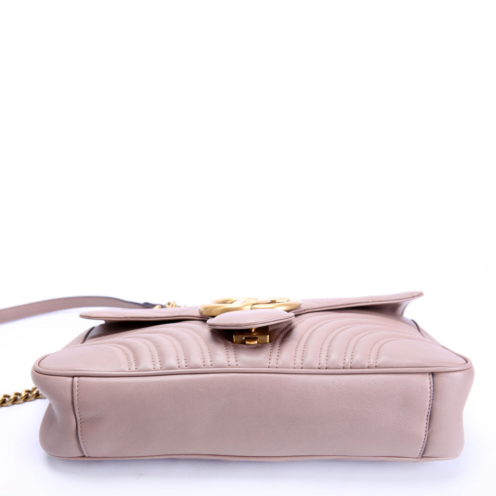 Gucci 443496 Marmont Leather Shoulder Medium Nude