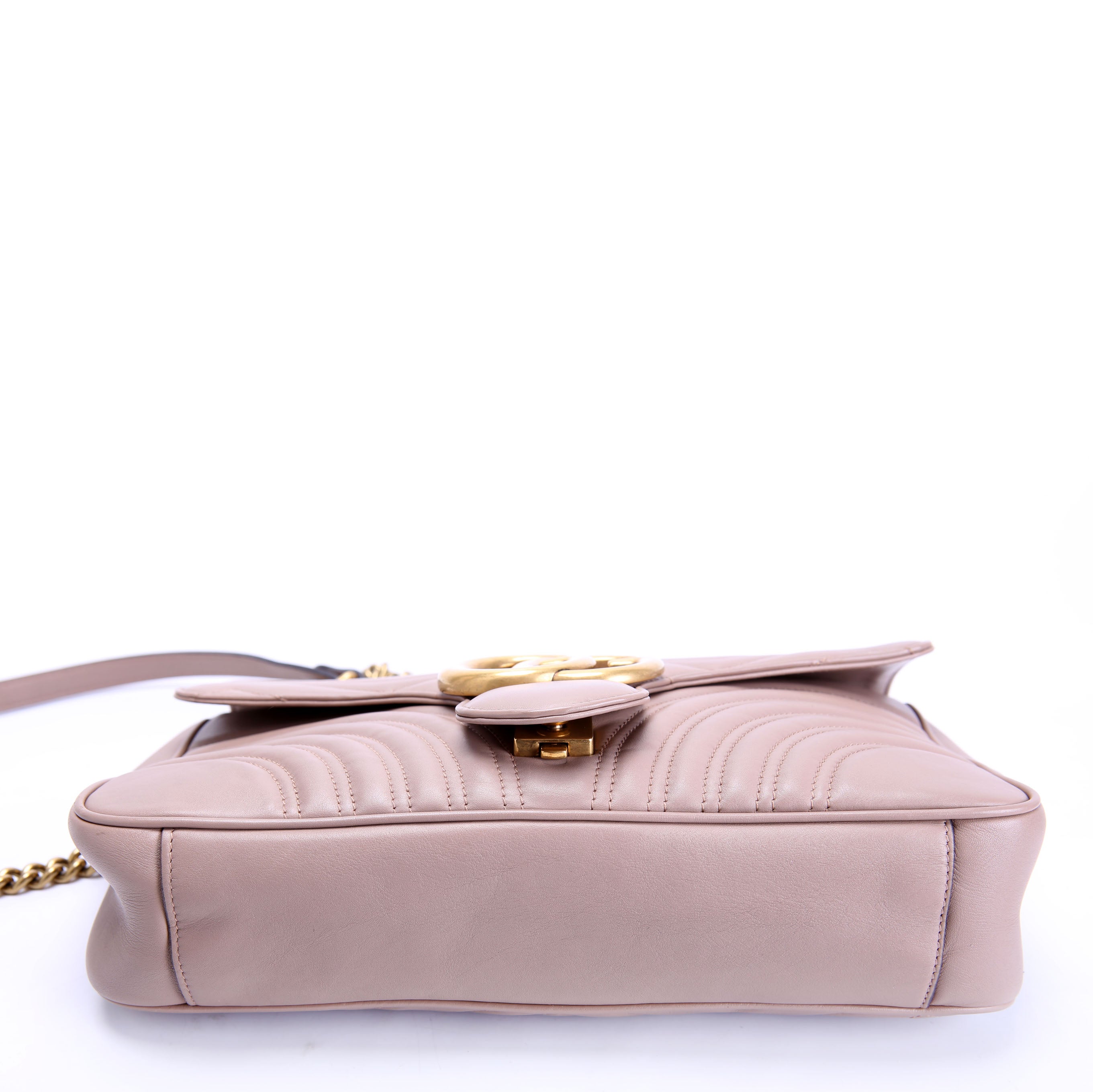 Gucci 443496 Marmont Leather Shoulder Medium Nude