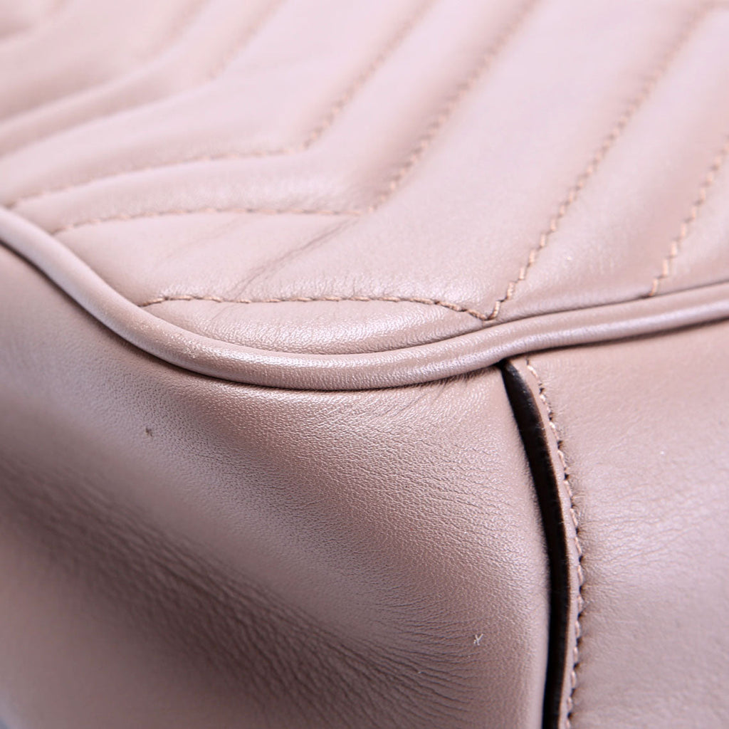 Gucci 443496 Marmont Leather Shoulder Medium Nude