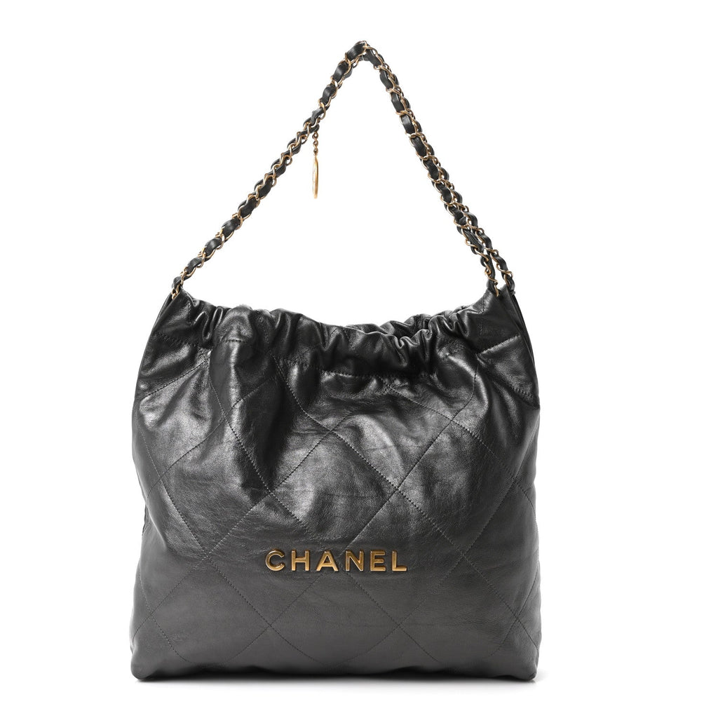 Chanel Shiny Calfskin Quilted Chanel 22 Dark Grey