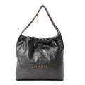 Chanel Shiny Calfskin Quilted Chanel 22 Dark Grey