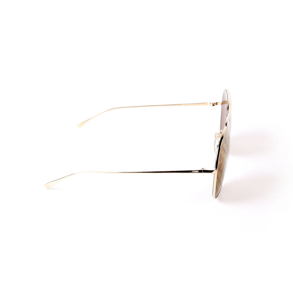 Fendi FF0407 Zucca Aviator Sunglasses Brown/Gold