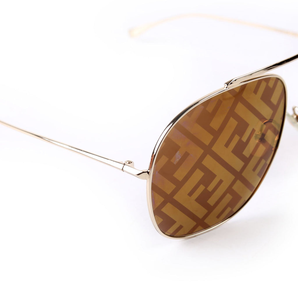 Fendi FF0407 Zucca Aviator Sunglasses Brown/Gold