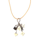 Sweet Monogram Charm Pendant Necklace Tan/Silver