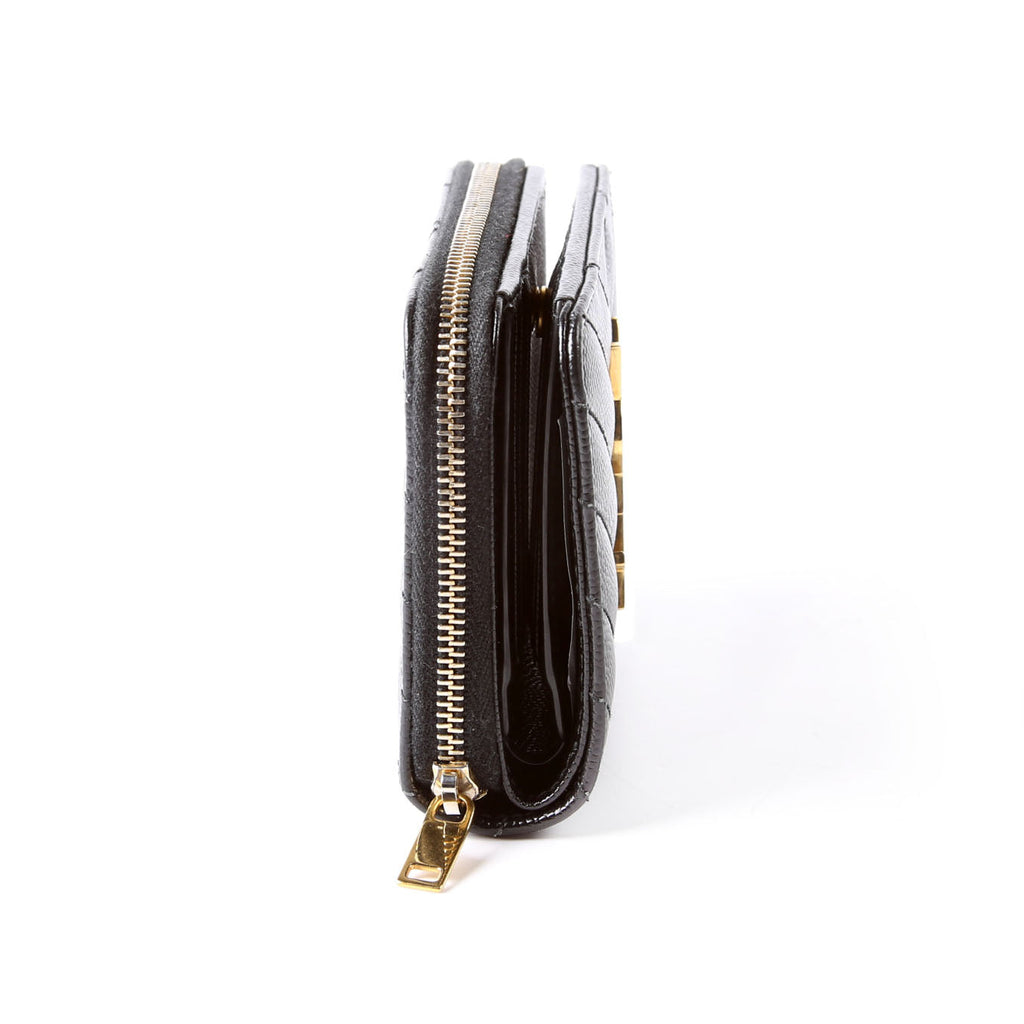 SAINT LAURENT 403723 Cassandre Grain De Poudre Compact Zip Around Wallet Black