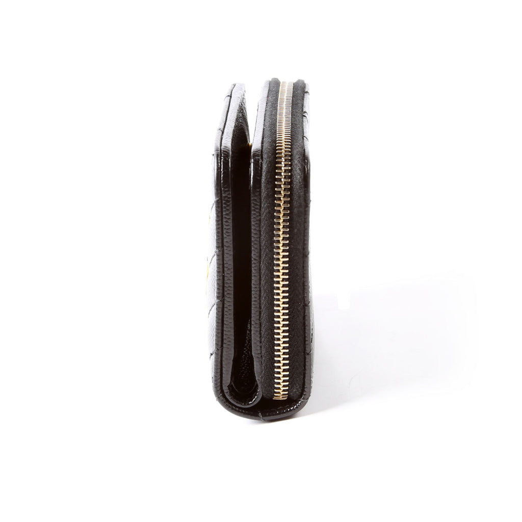 SAINT LAURENT 403723 Cassandre Grain De Poudre Compact Zip Around Wallet Black