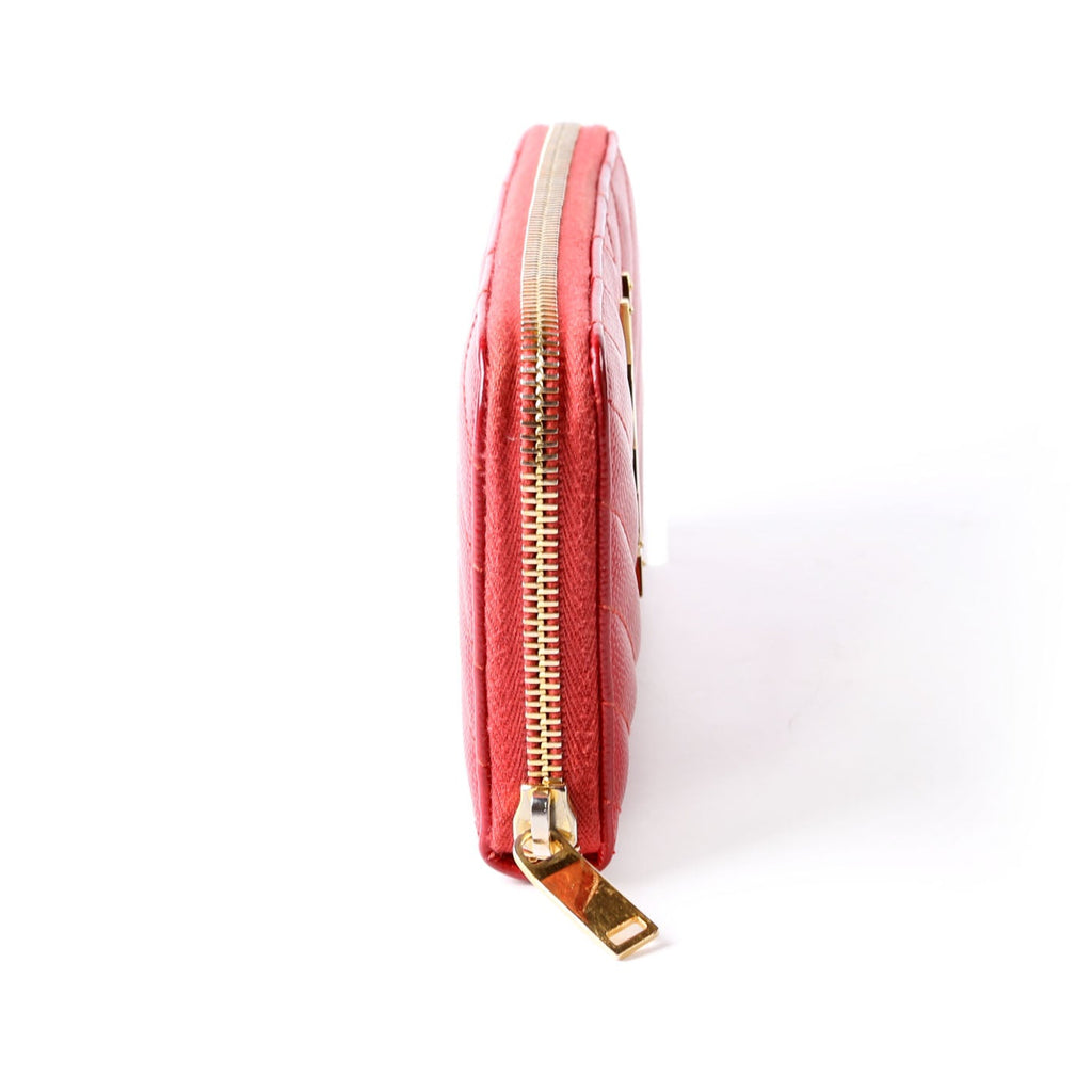 SAINT LAURENT Grain De Poudre Zip Around Wallet 358094 Red