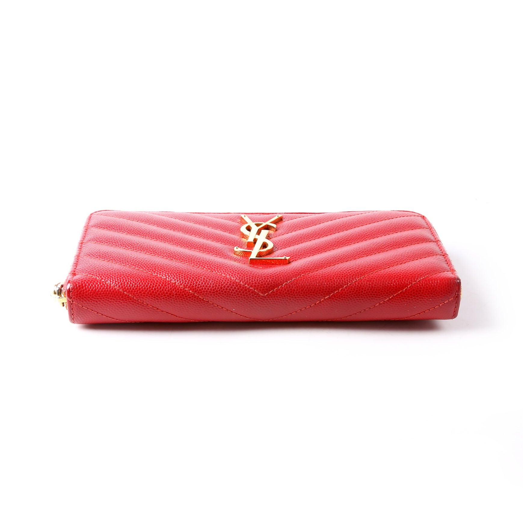 SAINT LAURENT Grain De Poudre Zip Around Wallet 358094 Red