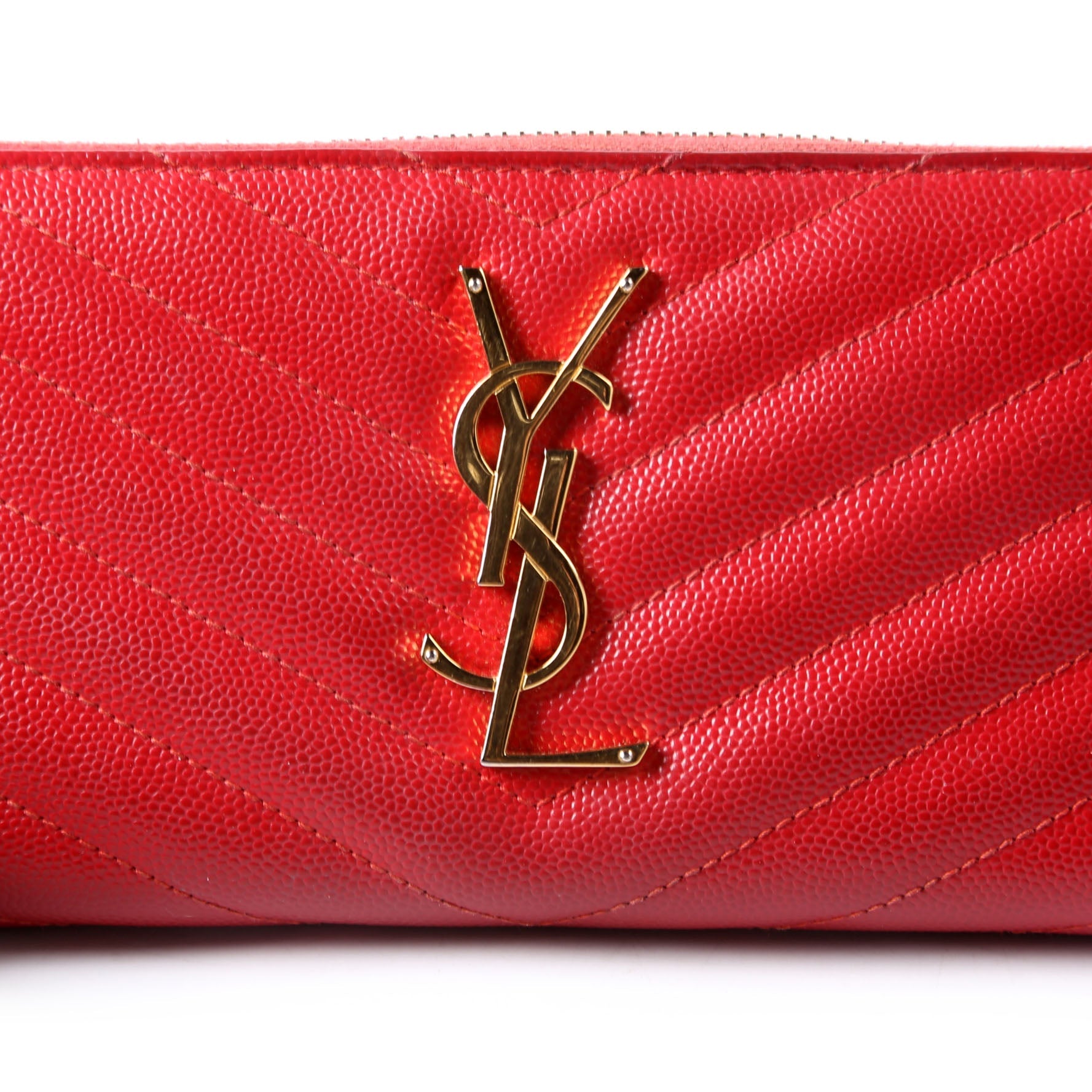 SAINT LAURENT Grain De Poudre Zip Around Wallet 358094 Red
