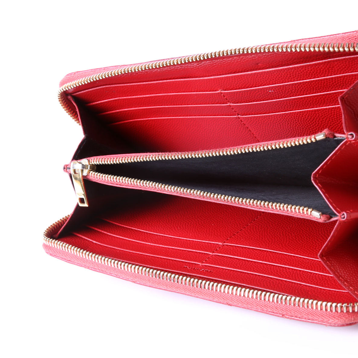 SAINT LAURENT Grain De Poudre Zip Around Wallet 358094 Red