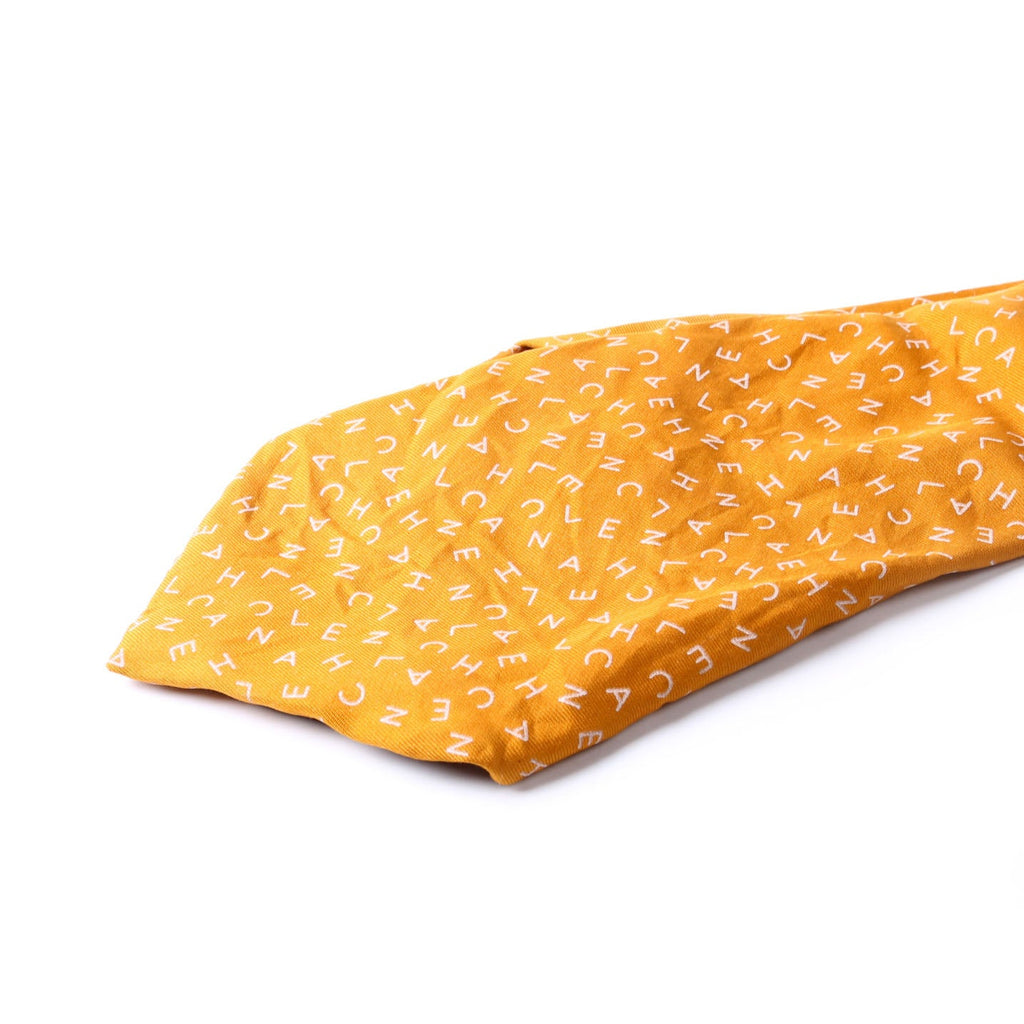 Script Logo Silk Tie Ochre