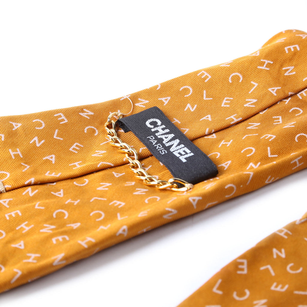 Script Logo Silk Tie Ochre