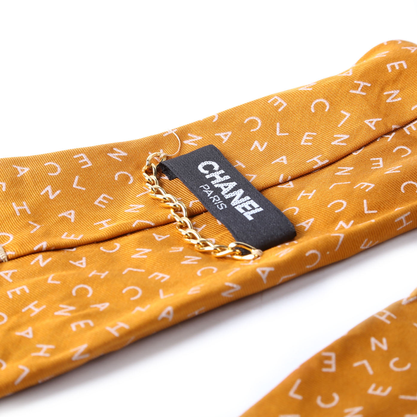 Script Logo Silk Tie Ochre