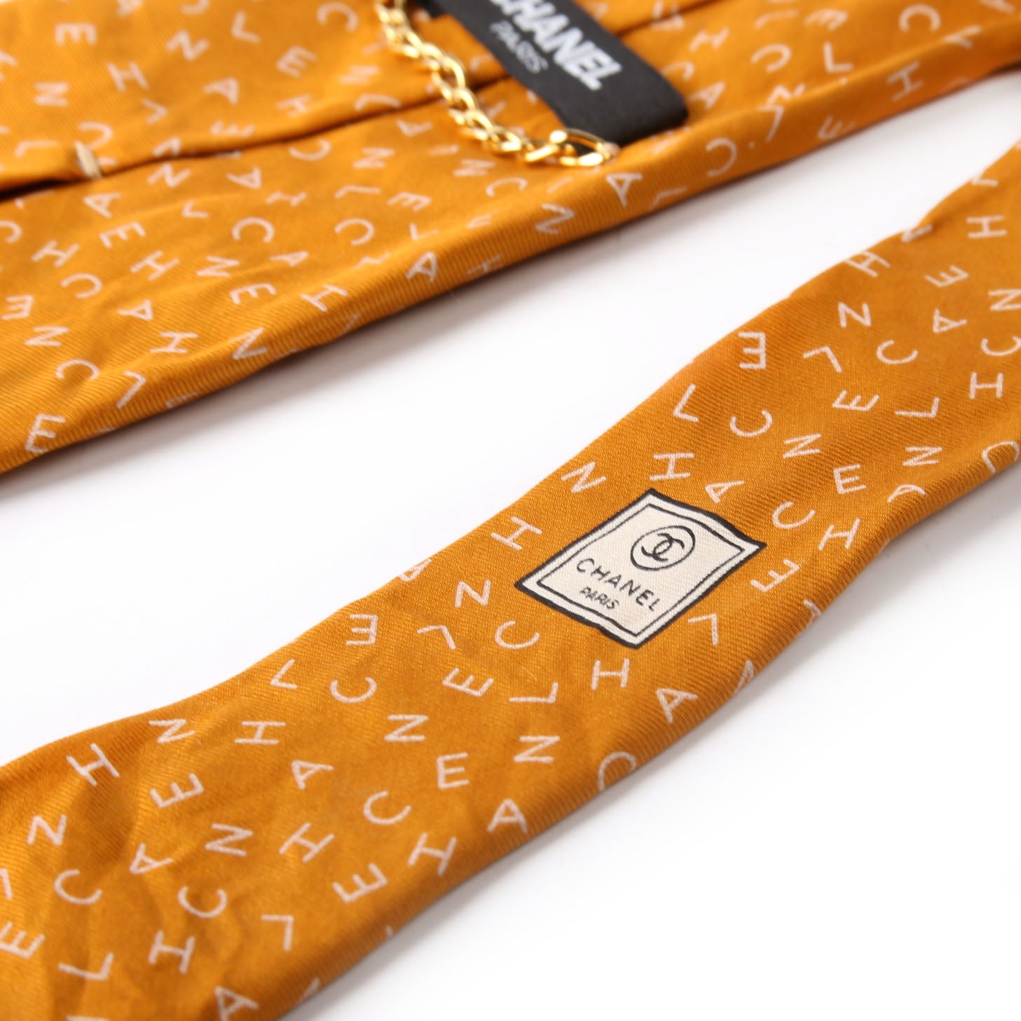 Script Logo Silk Tie Ochre