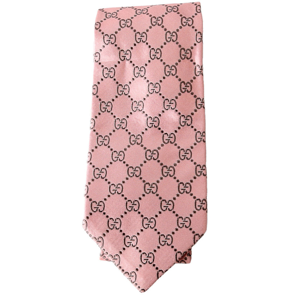 GG Silk Tie Pink/Grey