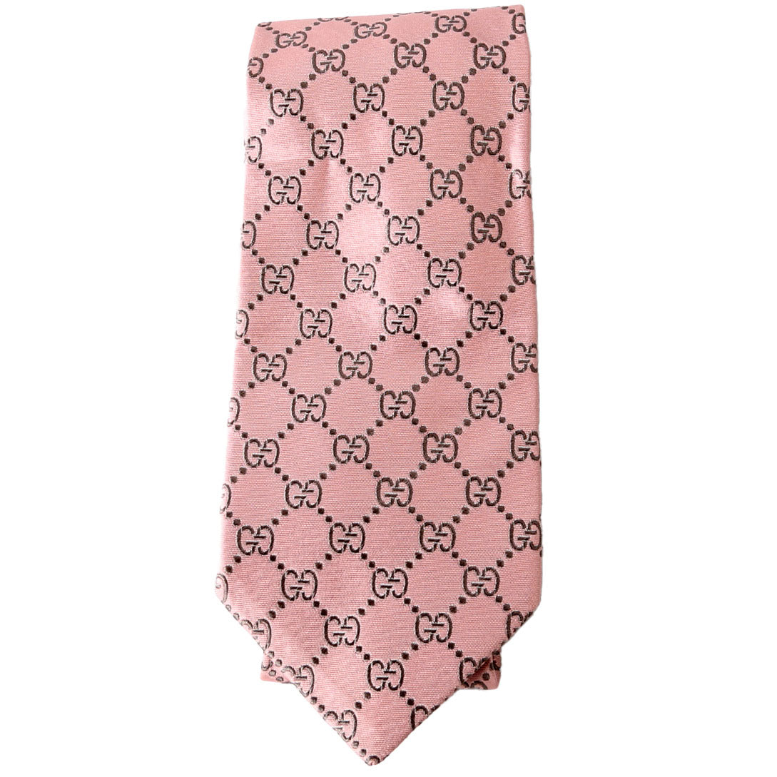 GG Silk Tie Pink/Grey