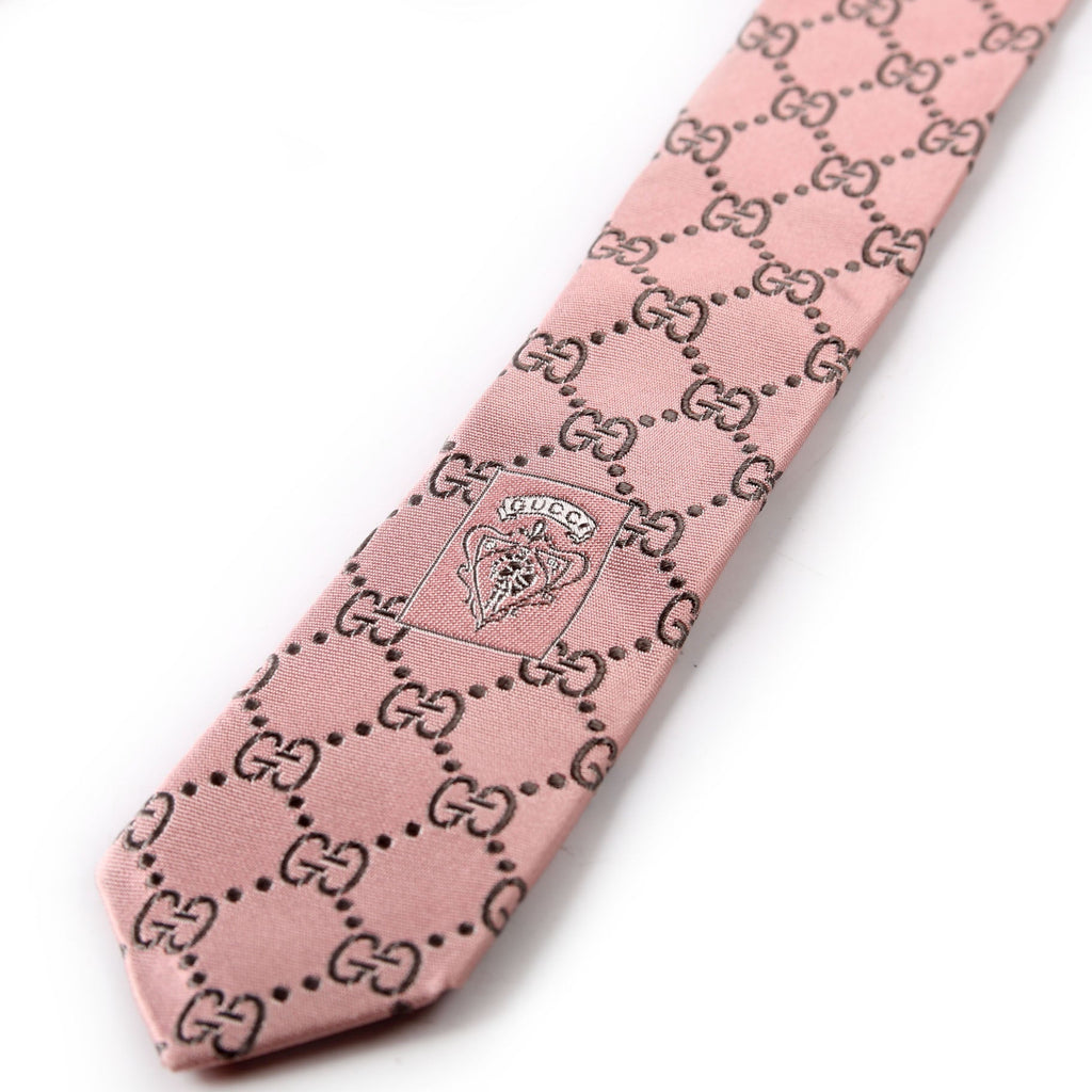 GG Silk Tie Pink/Grey