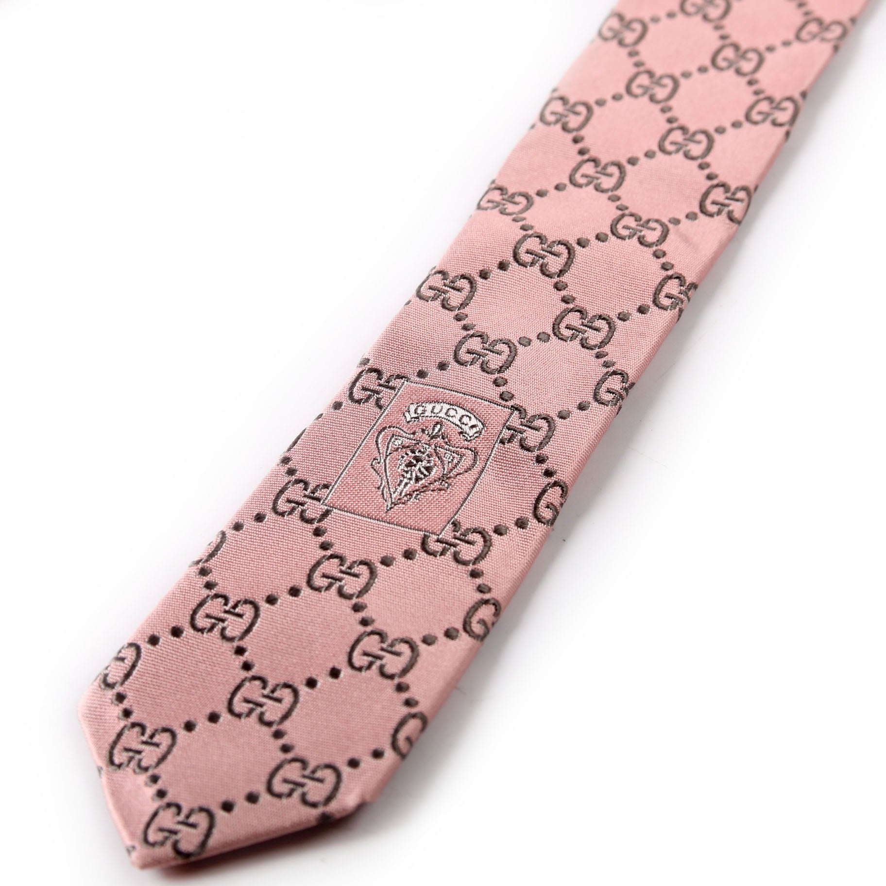 GG Silk Tie Pink/Grey