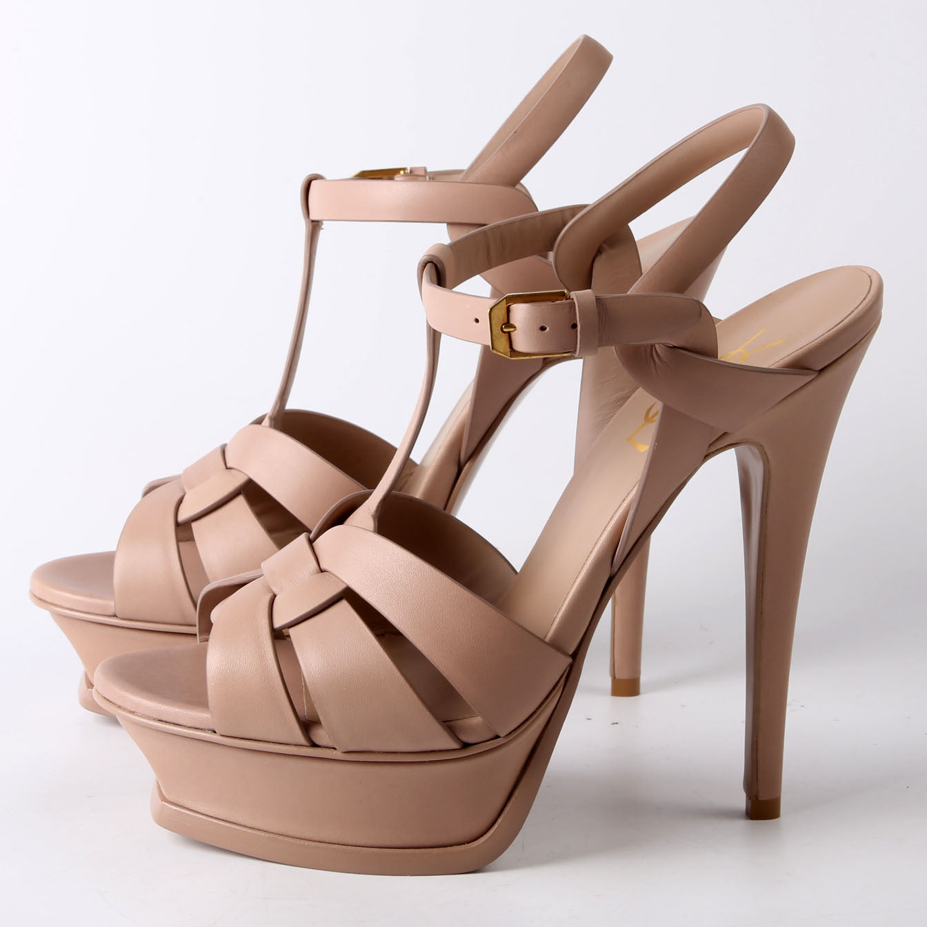 SAINT LAURENT Tribute Platform Sandal Heels Size 37