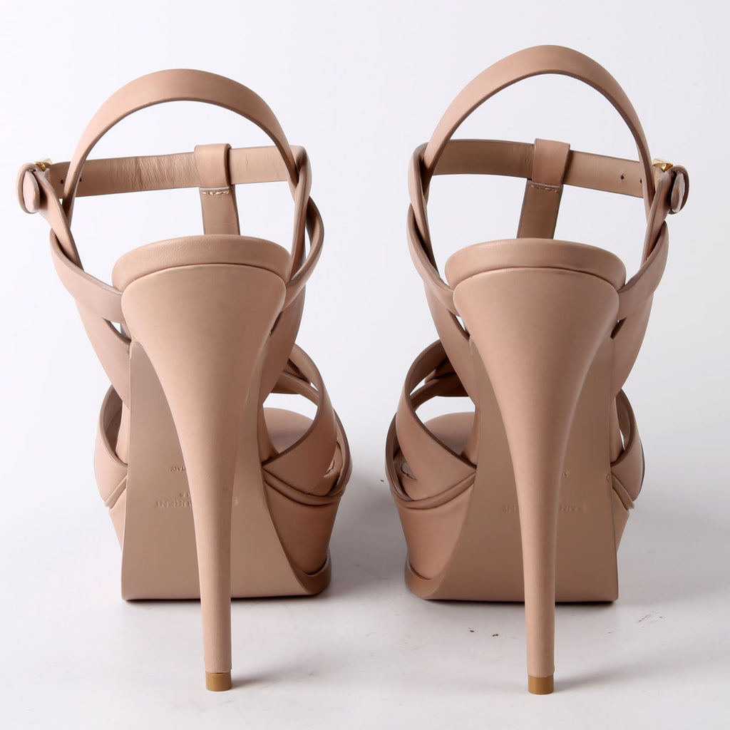 SAINT LAURENT Tribute Platform Sandal Heels Size 37