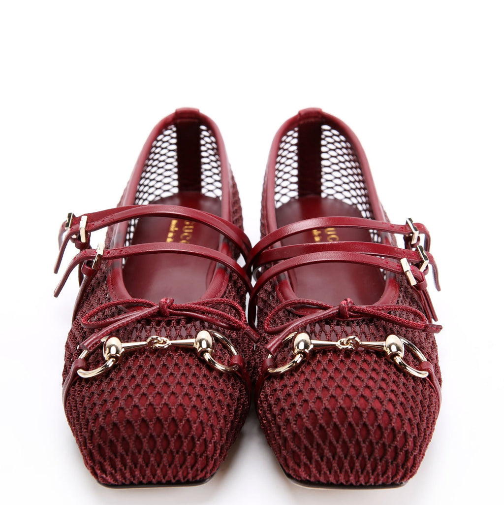 Horsebit Mesh Strappy Ballet Flats Size 40
