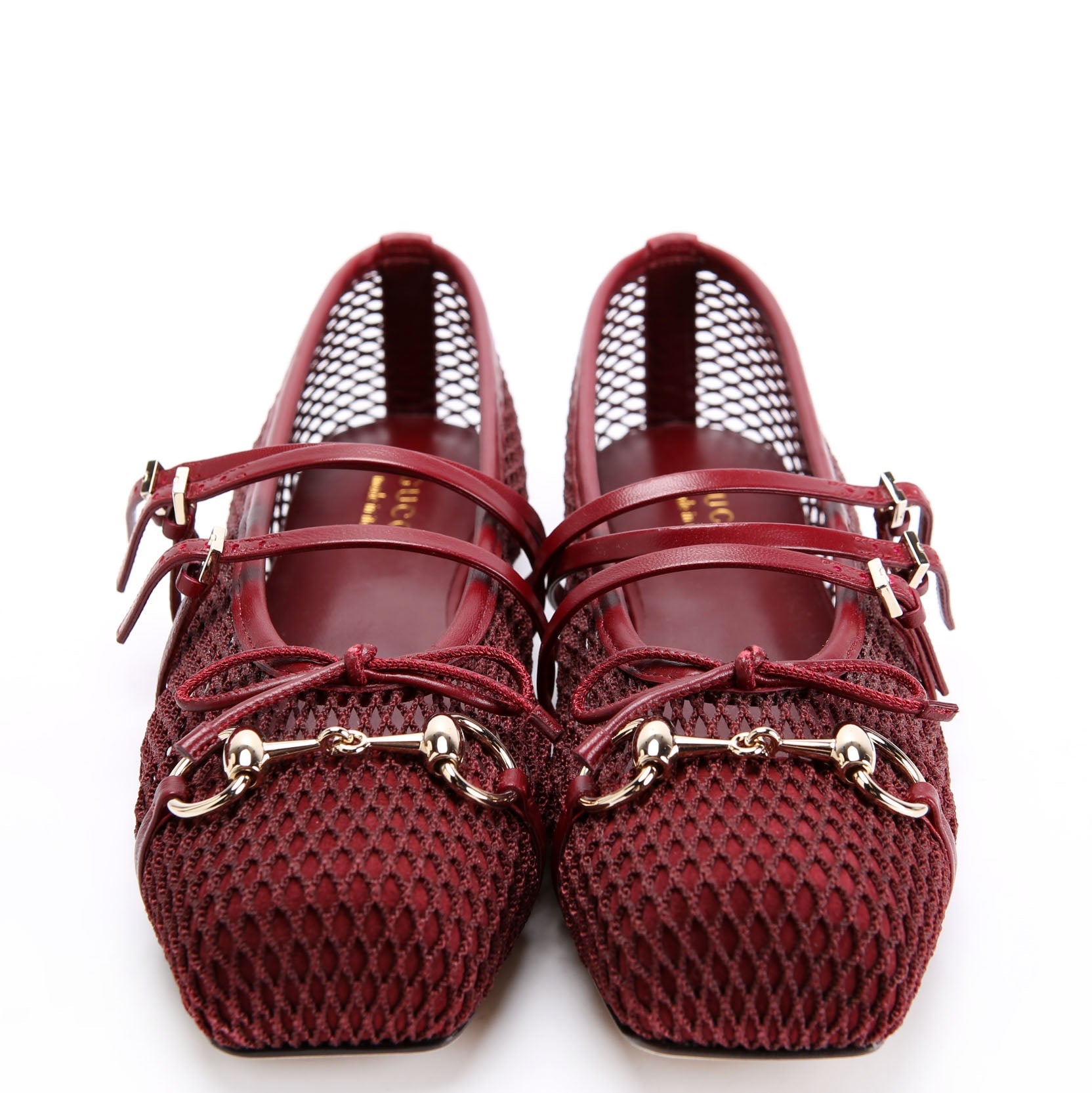 Horsebit Mesh Strappy Ballet Flats Size 40