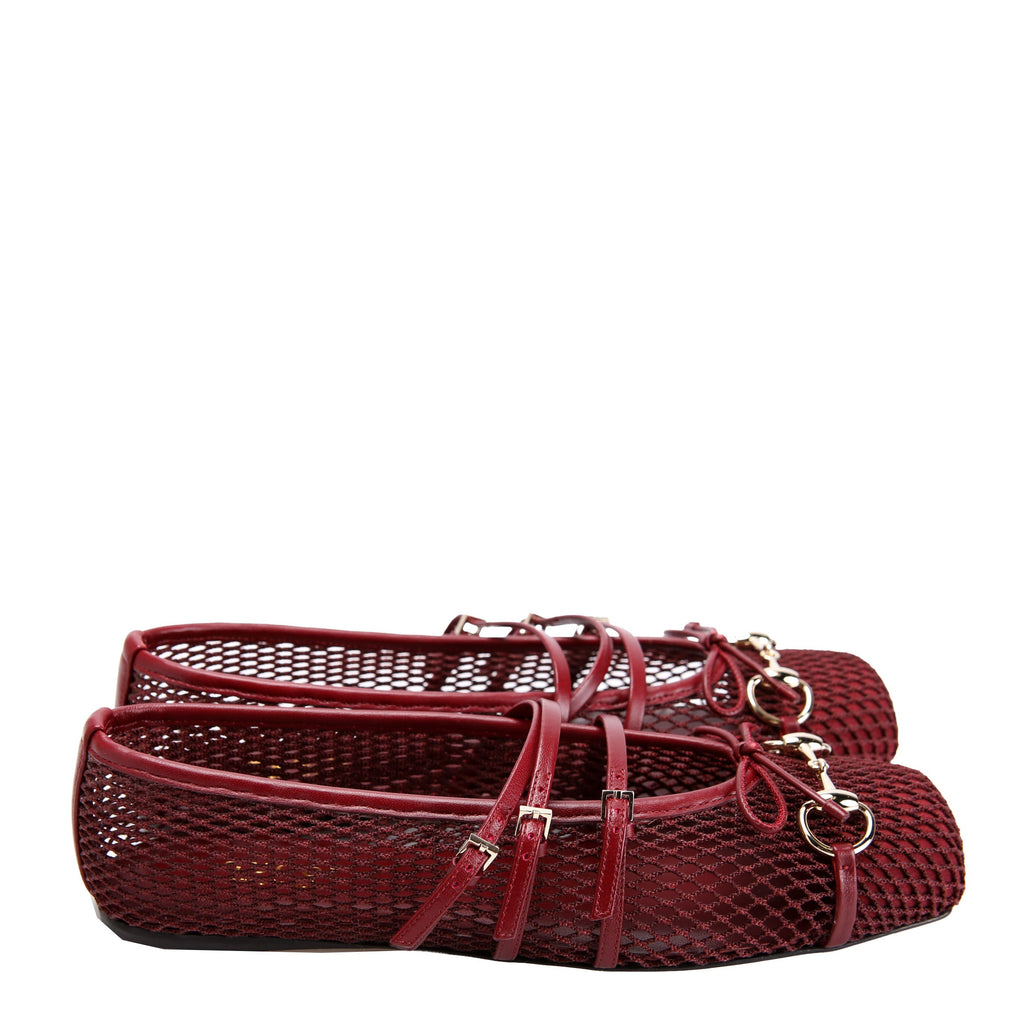 Horsebit Mesh Strappy Ballet Flats Size 40