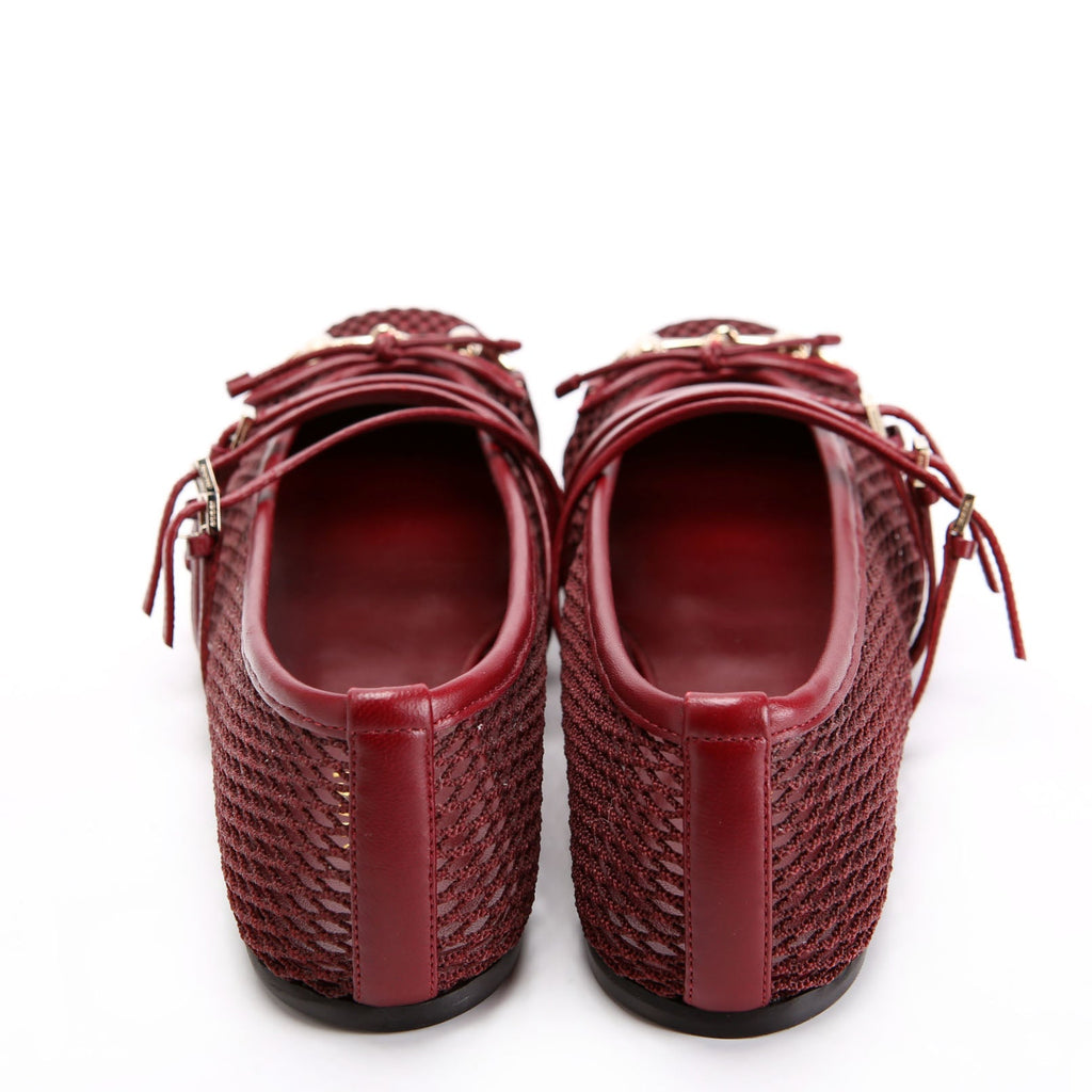 Horsebit Mesh Strappy Ballet Flats Size 40