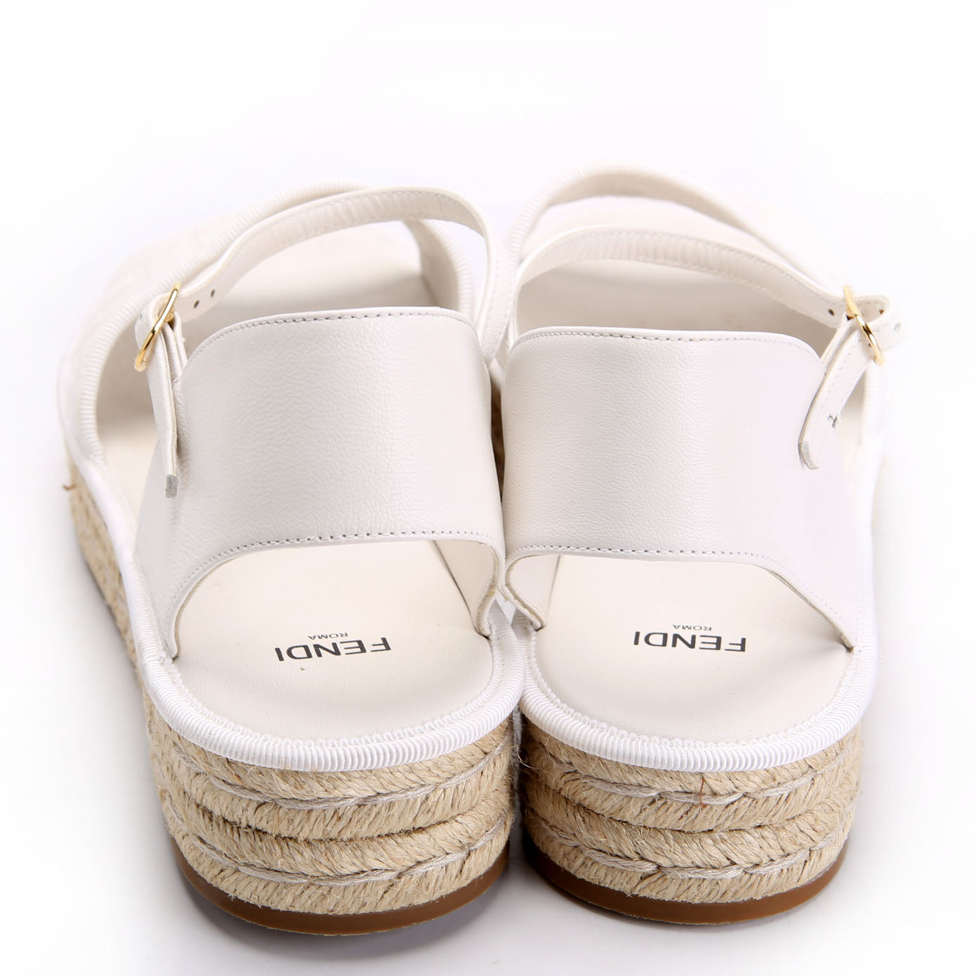 Fendi FF Embossed Nappa Platfrom Espadrilles White
