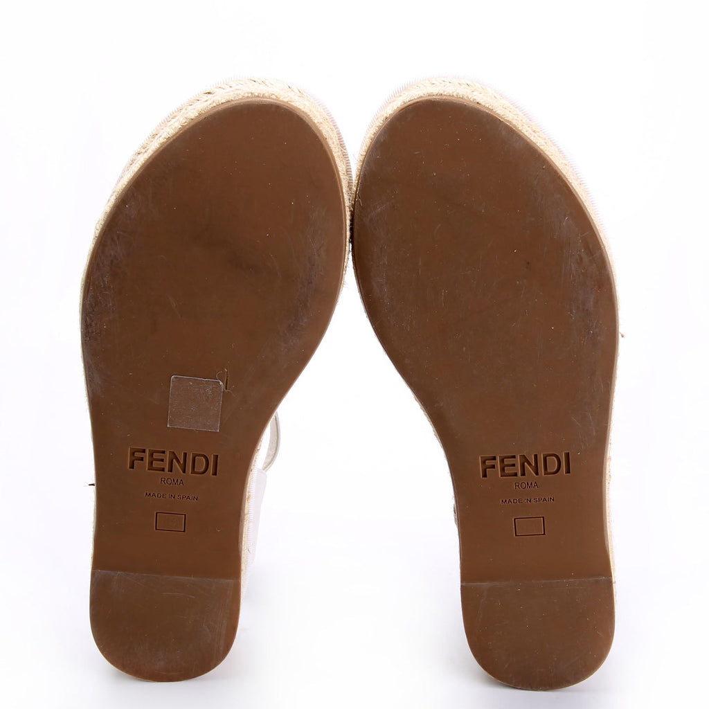 Fendi FF Embossed Nappa Platfrom Espadrilles White