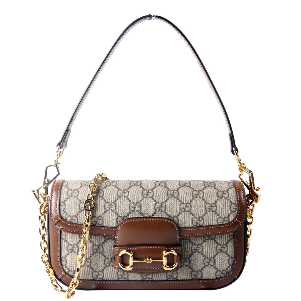 Gucci 735178 GG Supreme Horsebit 1955 Small Brown