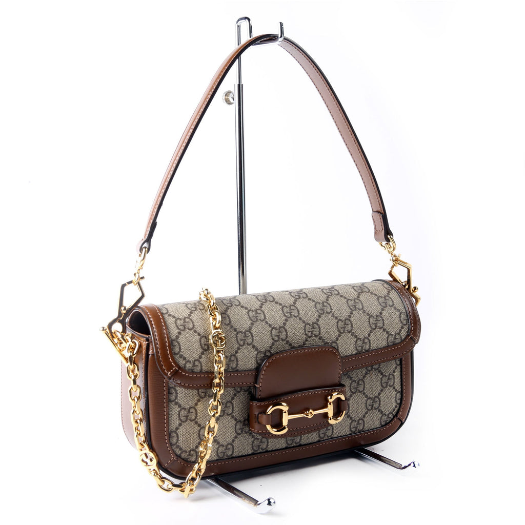 Gucci 735178 GG Supreme Horsebit 1955 Small Brown