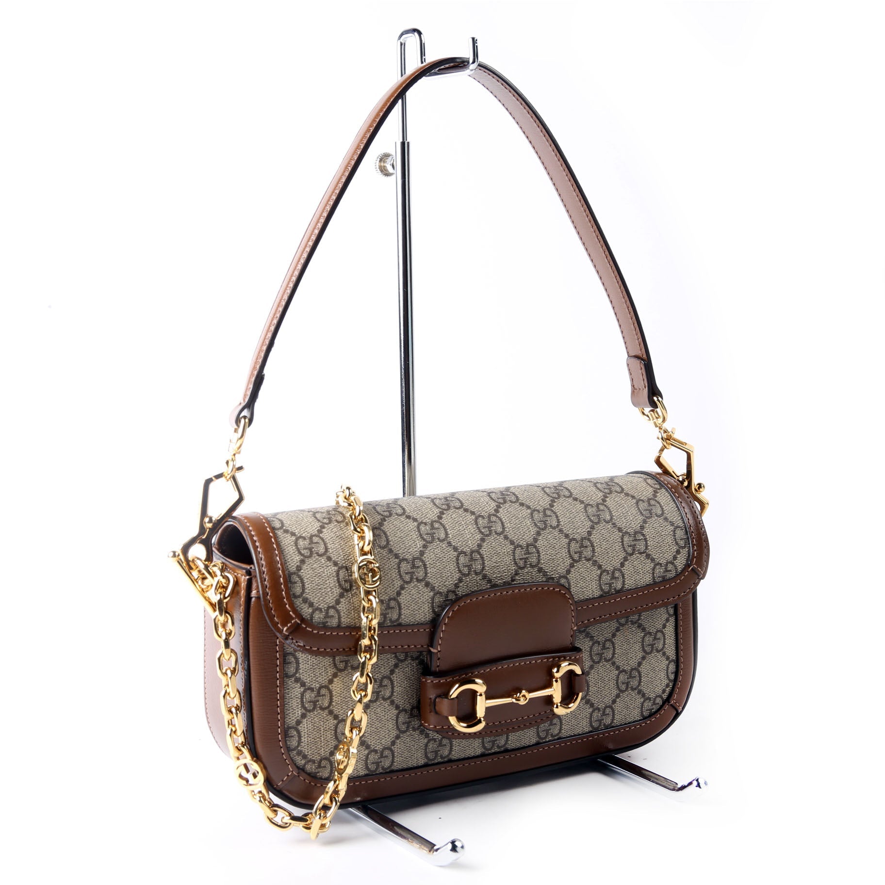 Gucci 735178 GG Supreme Horsebit 1955 Small Brown