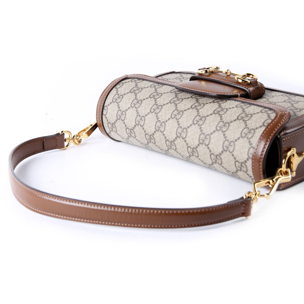 Gucci 735178 GG Supreme Horsebit 1955 Small Brown