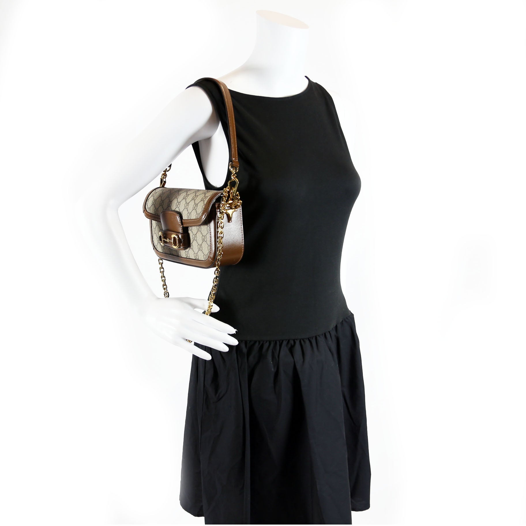 Gucci 735178 GG Supreme Horsebit 1955 Small Brown