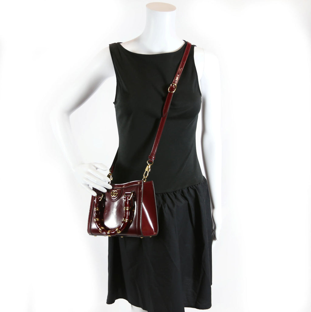 Gucci 832936 Diana Mini Tote Patent Red