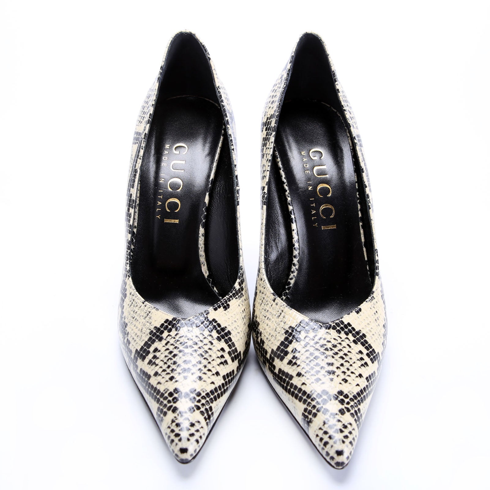 Gucci Vittoria Python Print Pumps Size 41 Beige/Black