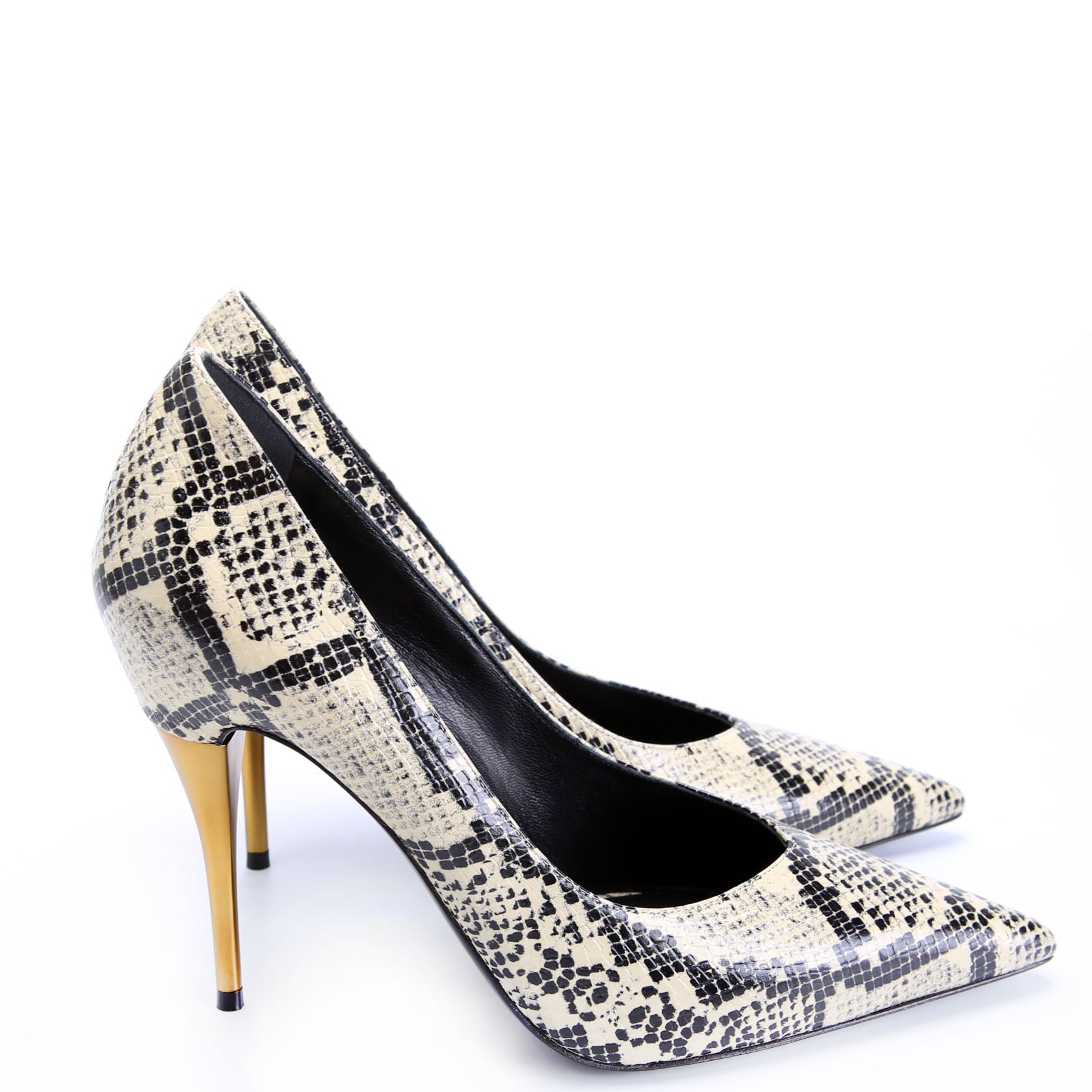 Gucci Vittoria Python Print Pumps Size 41 Beige/Black