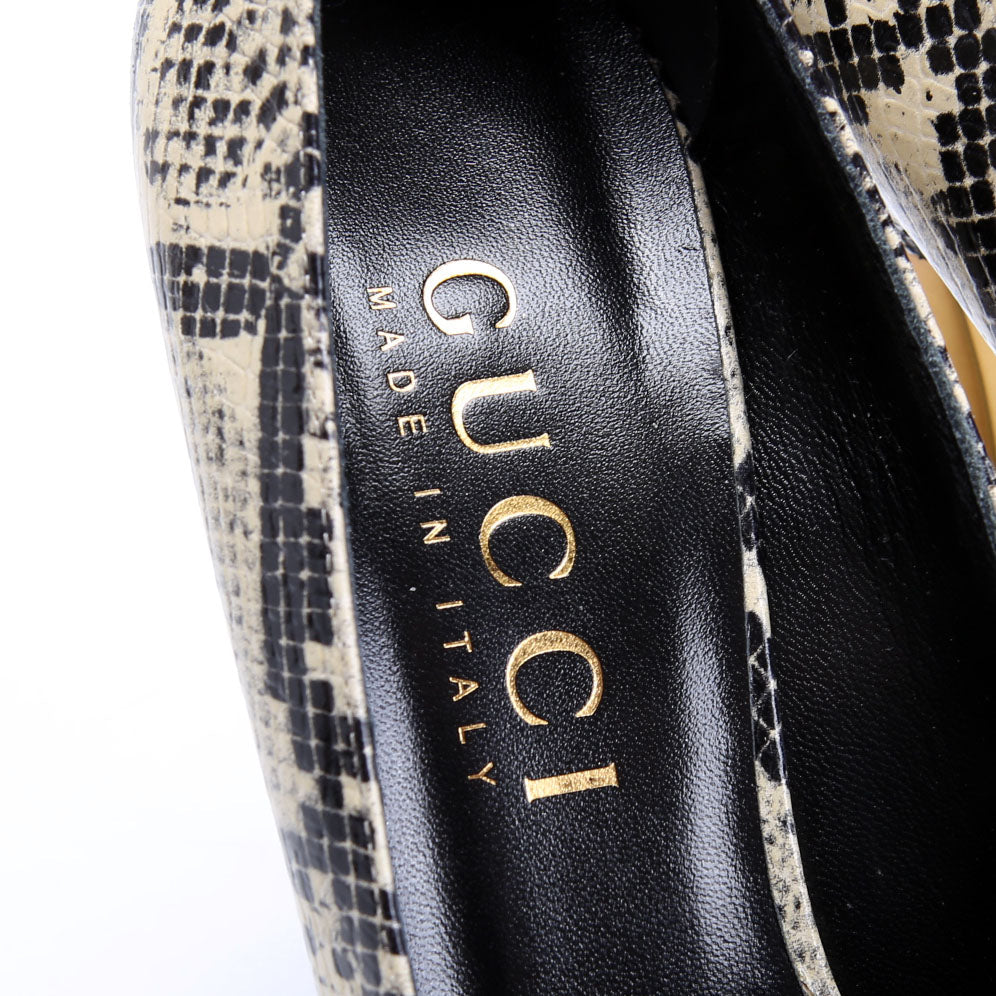 Gucci Vittoria Python Print Pumps Size 41 Beige/Black