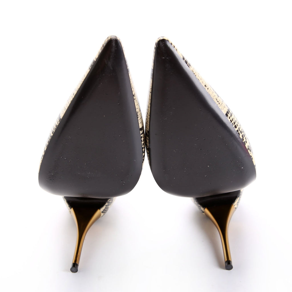 Gucci Vittoria Python Print Pumps Size 41 Beige/Black