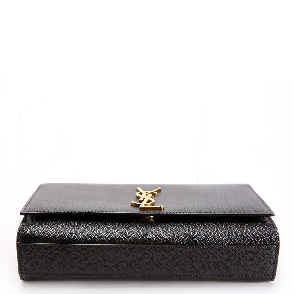 SAINT LAURENT Kate Satchel Grain Medium 364021 Black