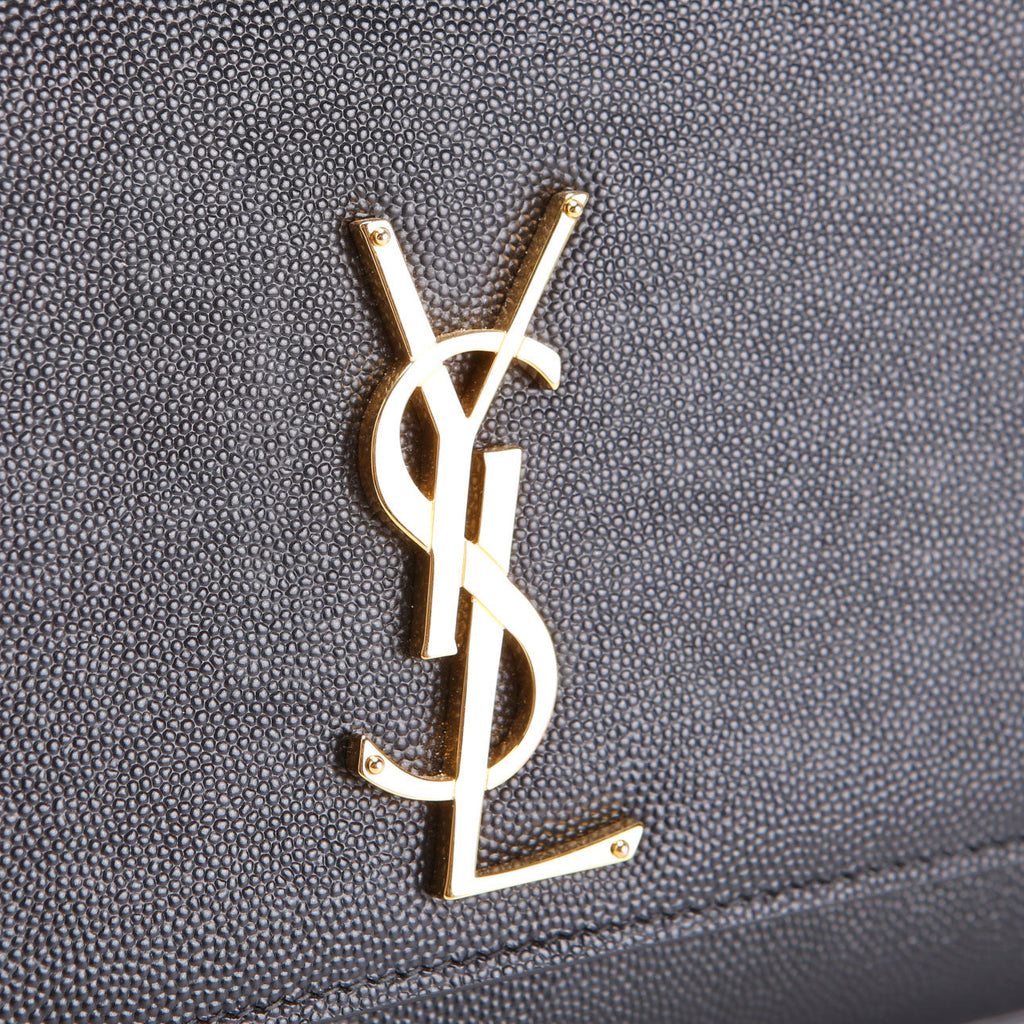 SAINT LAURENT Kate Satchel Grain Medium 364021 Black